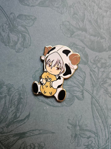Chibi Anime Guy in Cow Suit Pin