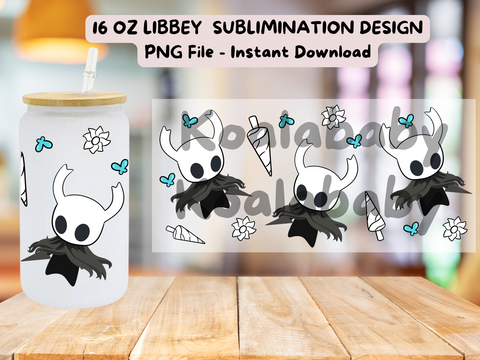 Hollow Knight  16oz Libbey glass can wrap, PNG, Download, anime, Cartoon, Chibi, Kawaii, sublimation, UV DTF, Spooky Season,