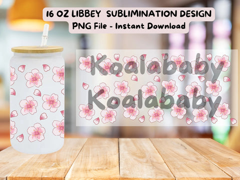 Anime Kawaii Cute Cherry Blossom Glass Cup, light pink  Print 16oz Libbey glass can wrap, PNG, Download,    sublimation, UV DTF, Christmas