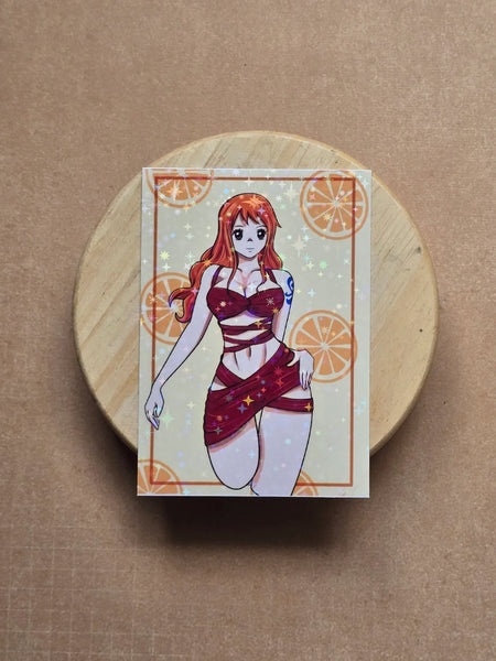 Nami/ OP  Straw Hat/  Laptop Sticker/ WATER RESISTANT/Holographic Finish