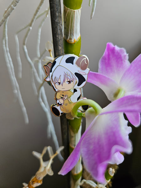 Chibi Anime Guy in Cow Suit Pin
